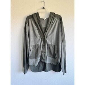 BKE Women's Green Long Sleeve V Neck Button Down Sweater Pockets Small